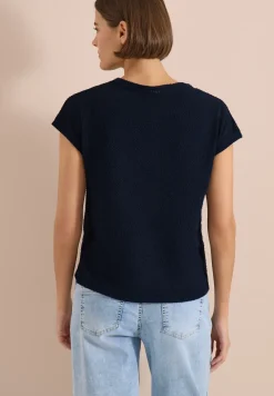 T-Shirt mit Boatneck im Ajour-Look