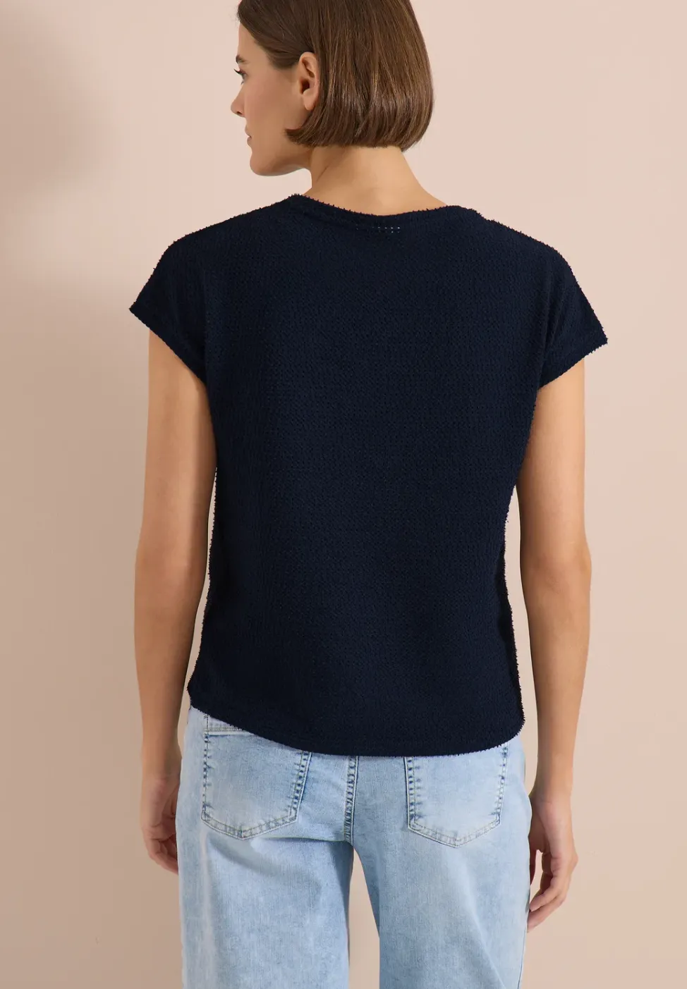 T-Shirt mit Boatneck im Ajour-Look