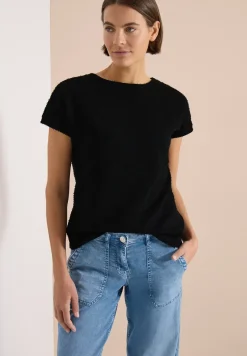 T-Shirt mit Boatneck im Ajour-Look