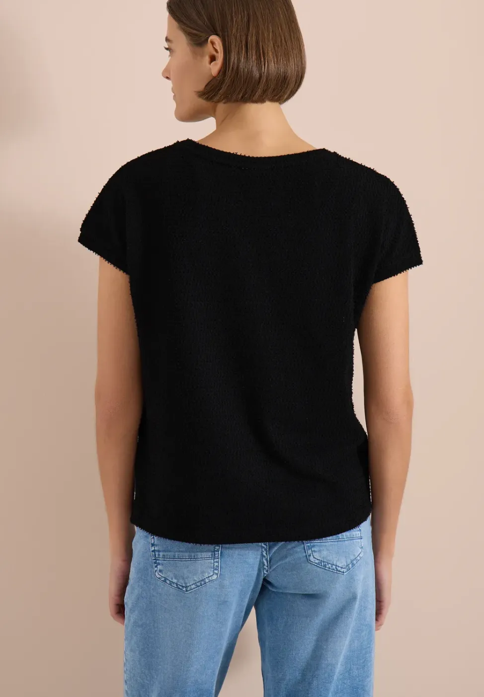 T-Shirt mit Boatneck im Ajour-Look