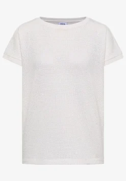 T-Shirt mit Boatneck im Ajour-Look