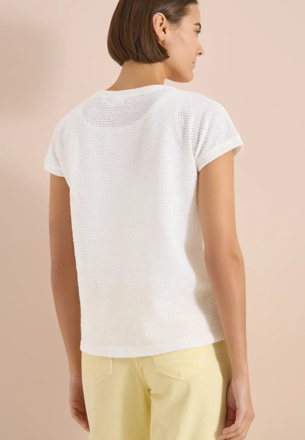 T-Shirt mit Boatneck im Ajour-Look