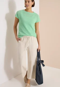 T-Shirt mit Boatneck im Ajour-Look