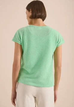 T-Shirt mit Boatneck im Ajour-Look