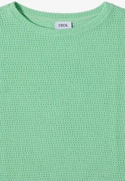T-Shirt mit Boatneck im Ajour-Look