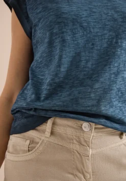 T-Shirt mit Boatneck im Garment-Dye-Look