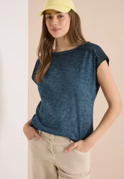 T-Shirt mit Boatneck im Garment-Dye-Look