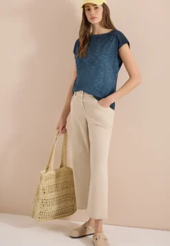 T-Shirt mit Boatneck im Garment-Dye-Look