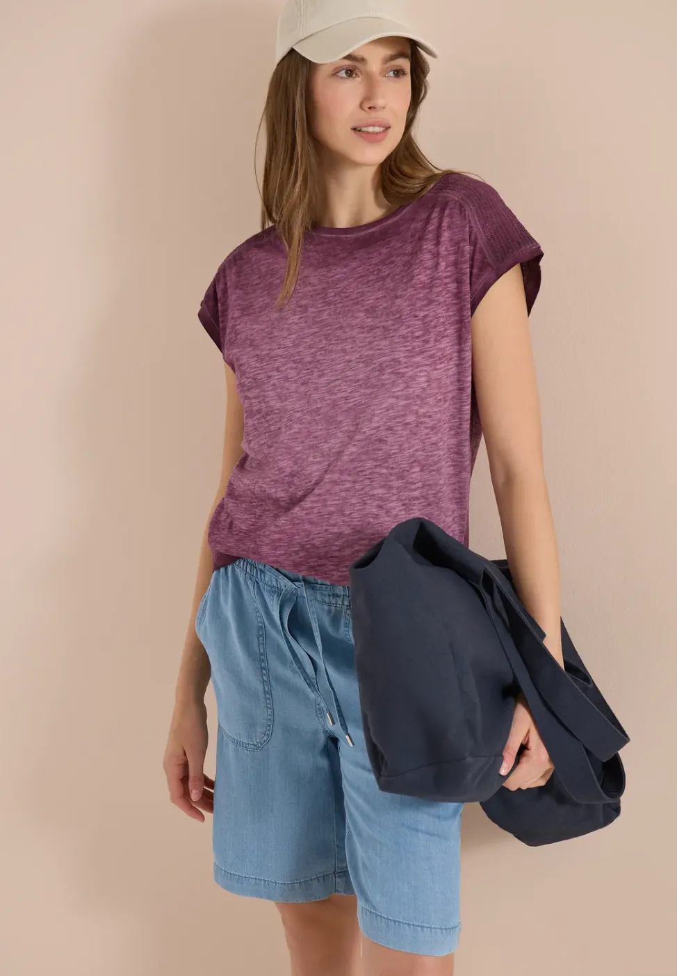T-Shirt mit Boatneck im Garment-Dye-Look