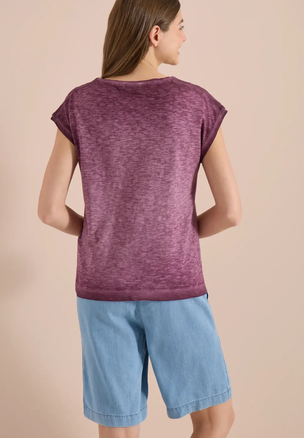 T-Shirt mit Boatneck im Garment-Dye-Look