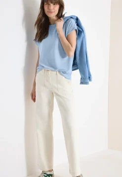T-Shirt mit Boatneck im Strick-Look