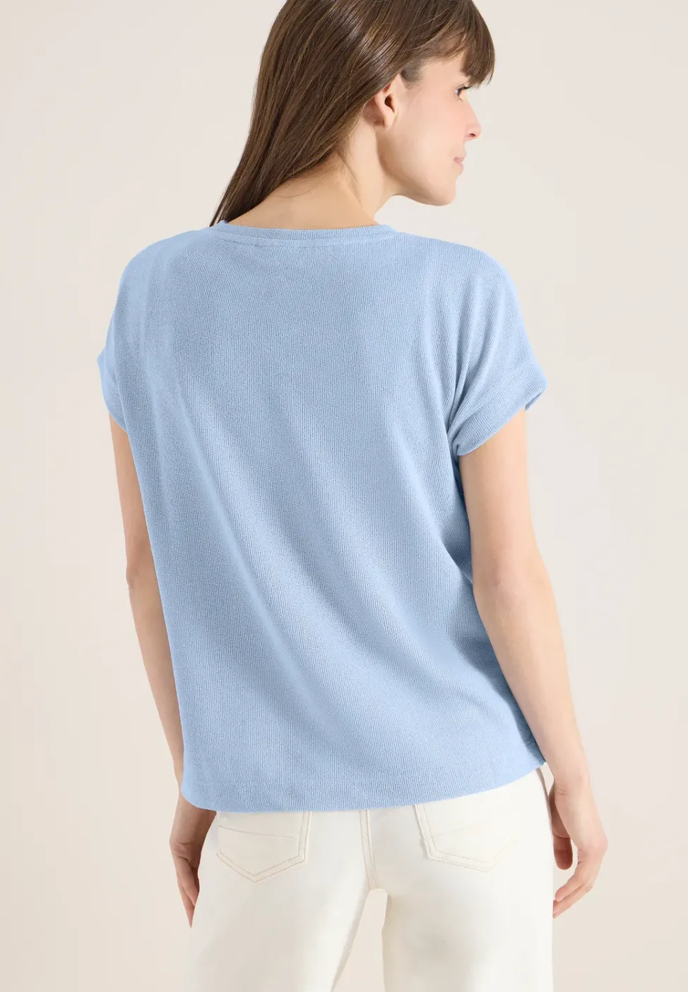 T-Shirt mit Boatneck im Strick-Look