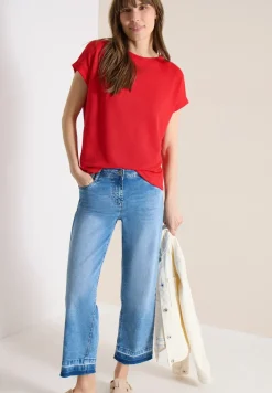 T-Shirt mit Boatneck im Strick-Look