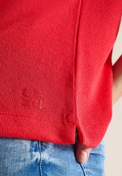T-Shirt mit Boatneck im Strick-Look