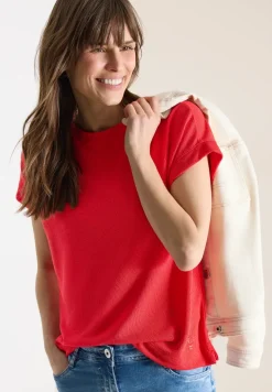 T-Shirt mit Boatneck im Strick-Look