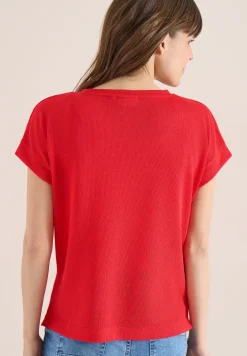 T-Shirt mit Boatneck im Strick-Look
