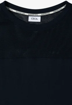 T-Shirt mit Boatneck und Mesh-Einsatz