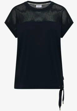 T-Shirt mit Boatneck und Mesh-Einsatz