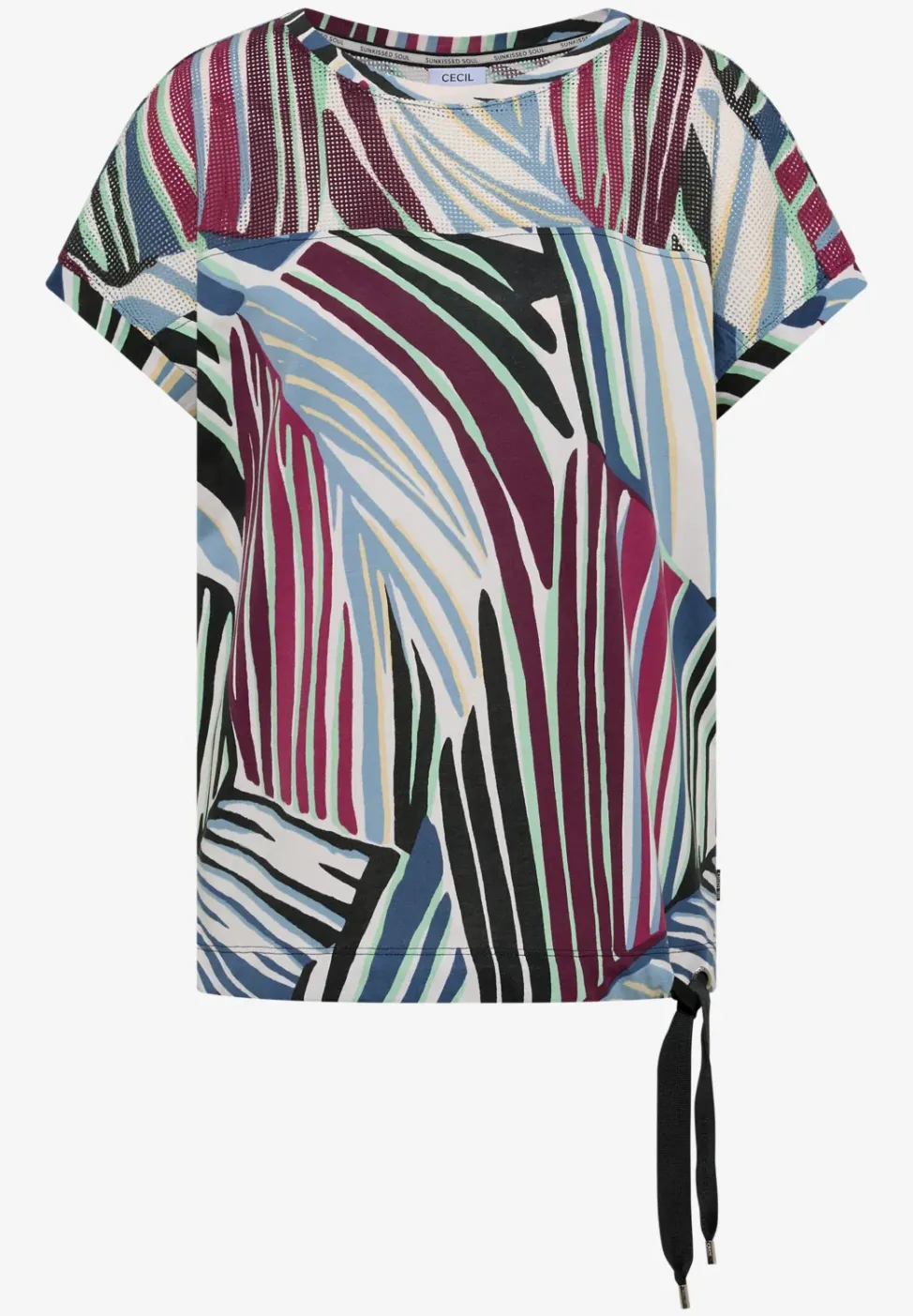 T-Shirt mit Boatneck und Mesh-Einsatz