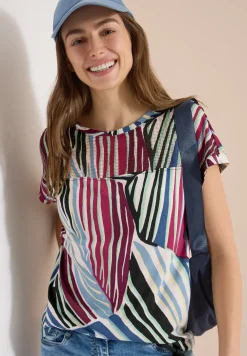 T-Shirt mit Boatneck und Mesh-Einsatz