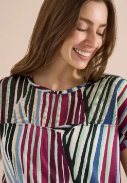 T-Shirt mit Boatneck und Mesh-Einsatz