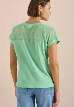 T-Shirt mit Boatneck und Mesh-Einsatz
