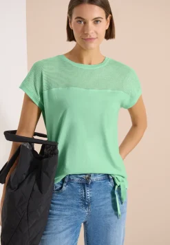 T-Shirt mit Boatneck und Mesh-Einsatz