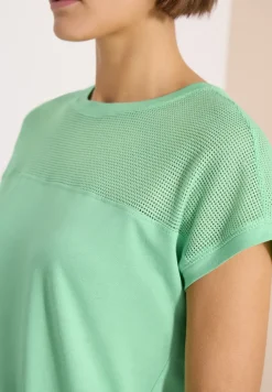 T-Shirt mit Boatneck und Mesh-Einsatz