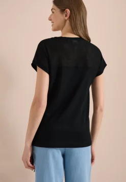 T-Shirt mit Boatneck und Mesh-Einsatz