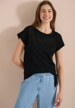 T-Shirt mit Boatneck und Mesh-Einsatz