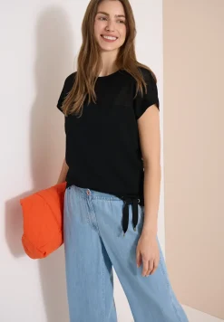 T-Shirt mit Boatneck und Mesh-Einsatz