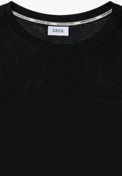 T-Shirt mit Boatneck und Mesh-Einsatz