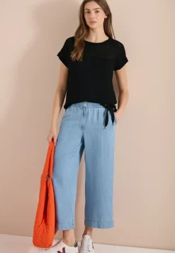 T-Shirt mit Boatneck und Mesh-Einsatz