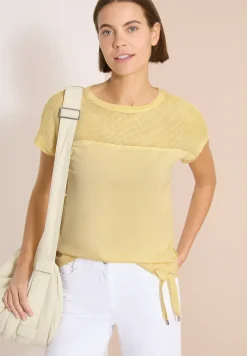 T-Shirt mit Boatneck und Mesh-Einsatz