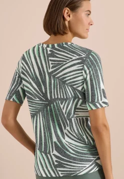 T-Shirt mit Boatneck und Print