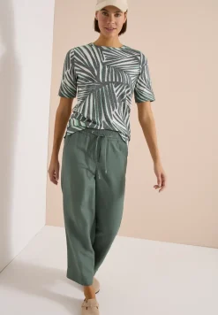 T-Shirt mit Boatneck und Print