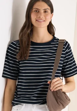 T-Shirt mit Boatneck und Streifen