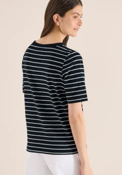 T-Shirt mit Boatneck und Streifen