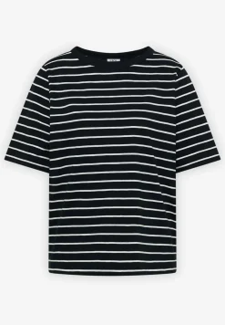 T-Shirt mit Boatneck und Streifen