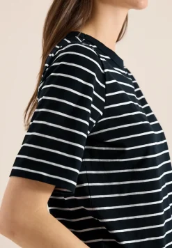 T-Shirt mit Boatneck und Streifen