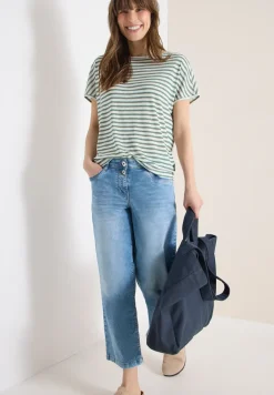 T-Shirt mit Boatneck und Streifen