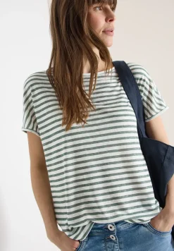 T-Shirt mit Boatneck und Streifen