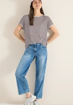 T-Shirt mit Boatneck und Streifen