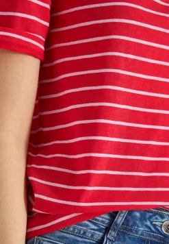 T-Shirt mit Boatneck und Streifen