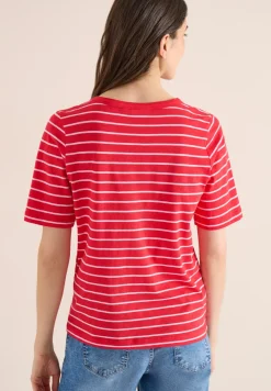 T-Shirt mit Boatneck und Streifen