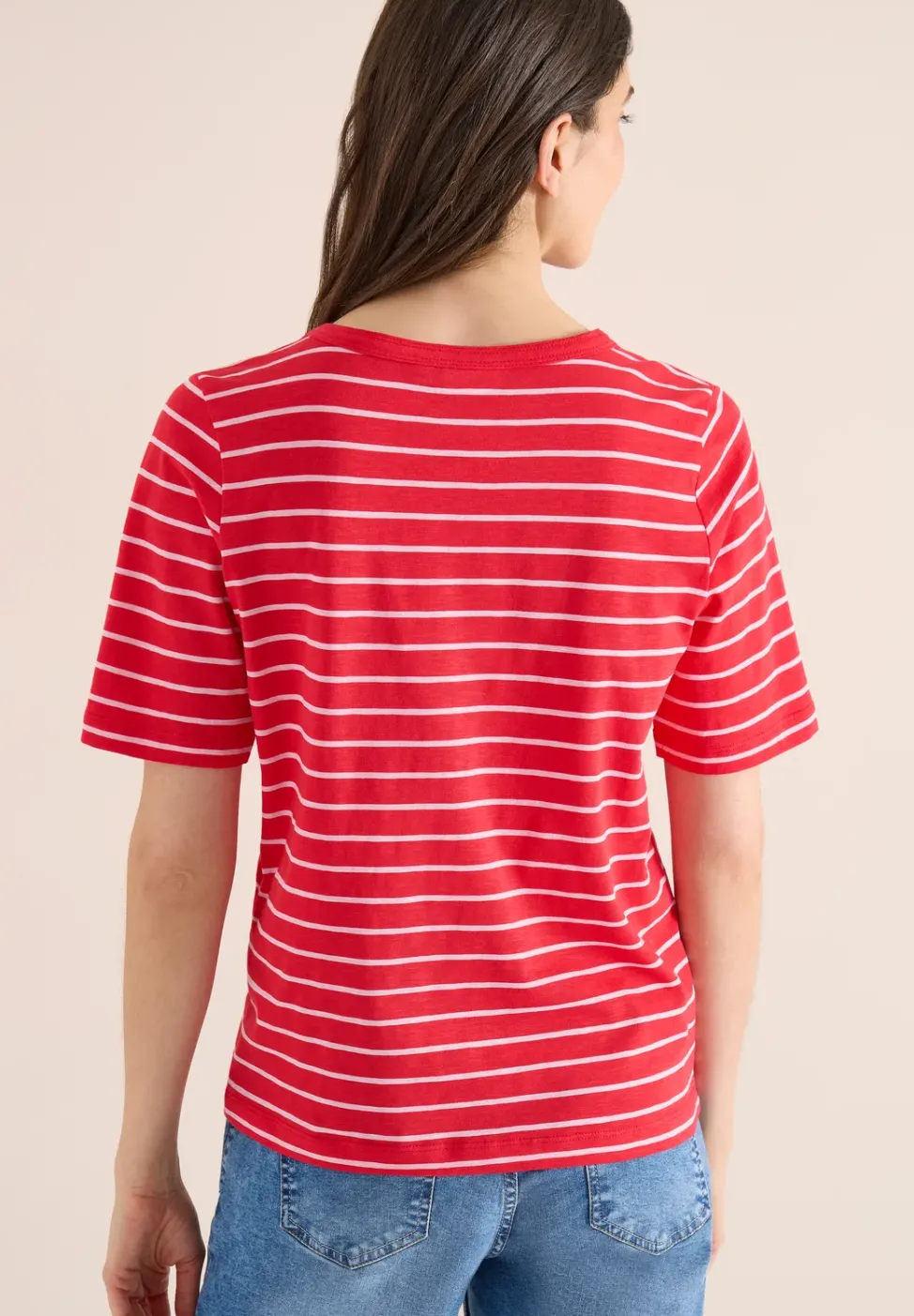 T-Shirt mit Boatneck und Streifen