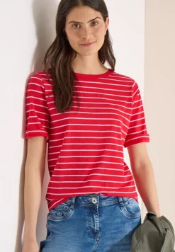 T-Shirt mit Boatneck und Streifen