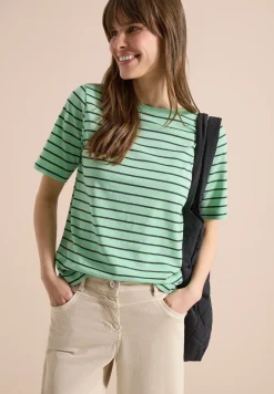 T-Shirt mit Boatneck und Streifen