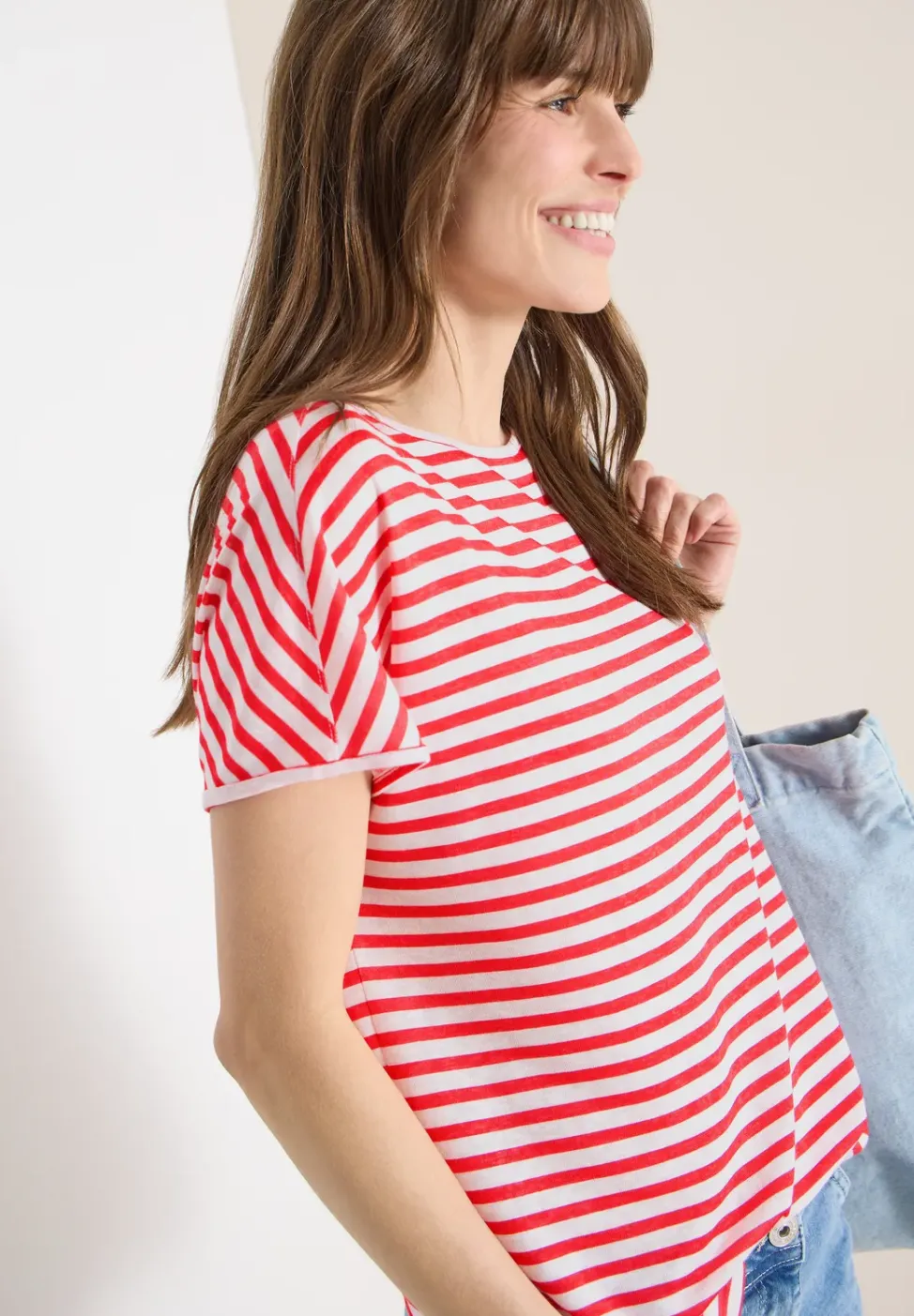 T-Shirt mit Boatneck und Streifen
