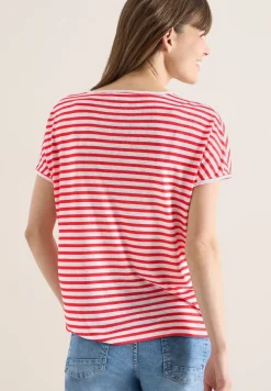 T-Shirt mit Boatneck und Streifen